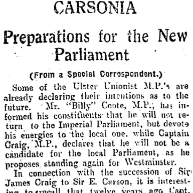 Ulster Prepares for ‘Carsonia’
