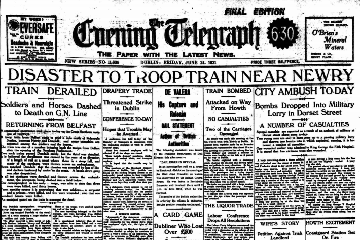 Troop Train Derailed at Adavoyle by IRA Attack