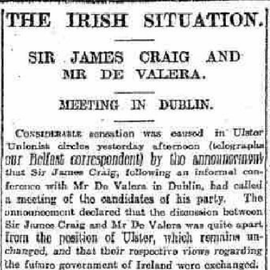 James Craig and Eamon de Valera Meet in Dublin