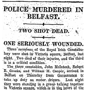 RIC Men Shot in Belfast Attack