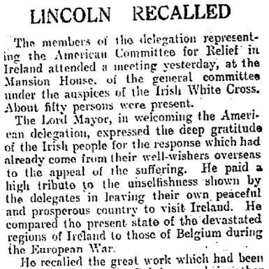 Irish White Cross Meets With American Committee for Relief in Ireland