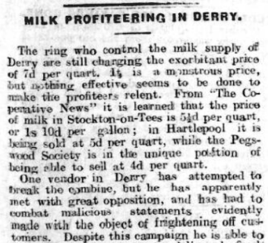 Row Over Milk Prices in Derry