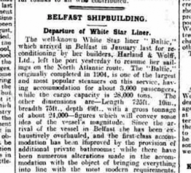 White Star Liner Leaves Belfast