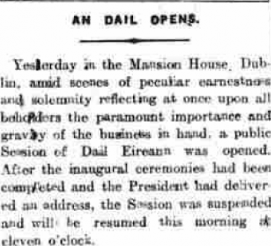 Opening Session of the Second Dáil