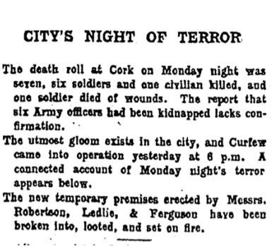 Attacks Cause ‘Night of Terror’ in Cork