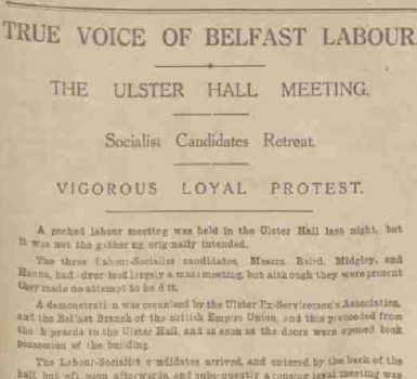 Labour Meeting Disrupted at Ulster Hall