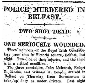 RIC Men Shot in Belfast Attack