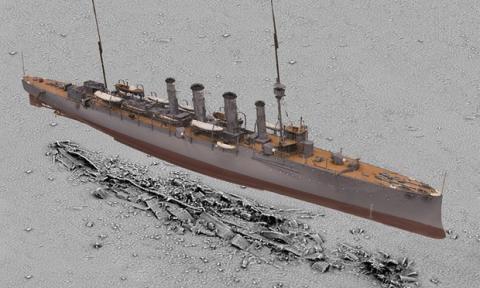 3D image created of First World War cruiser